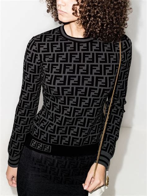 fendi ff motif knitted top|Fendi viscose sweater.